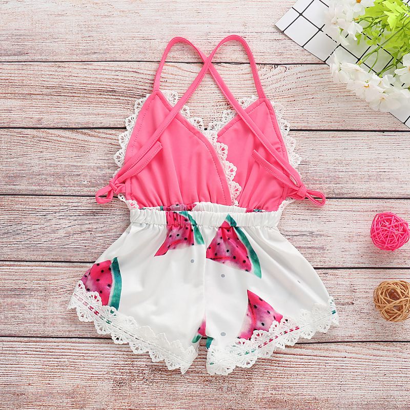 Watermelon Printed Lace Romper