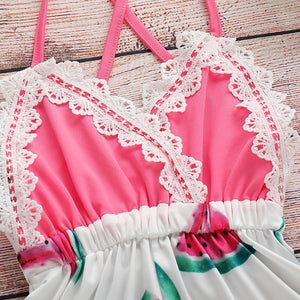 Watermelon Printed Lace Romper