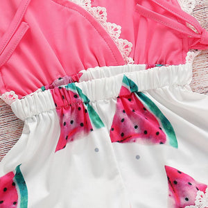 Watermelon Printed Lace Romper