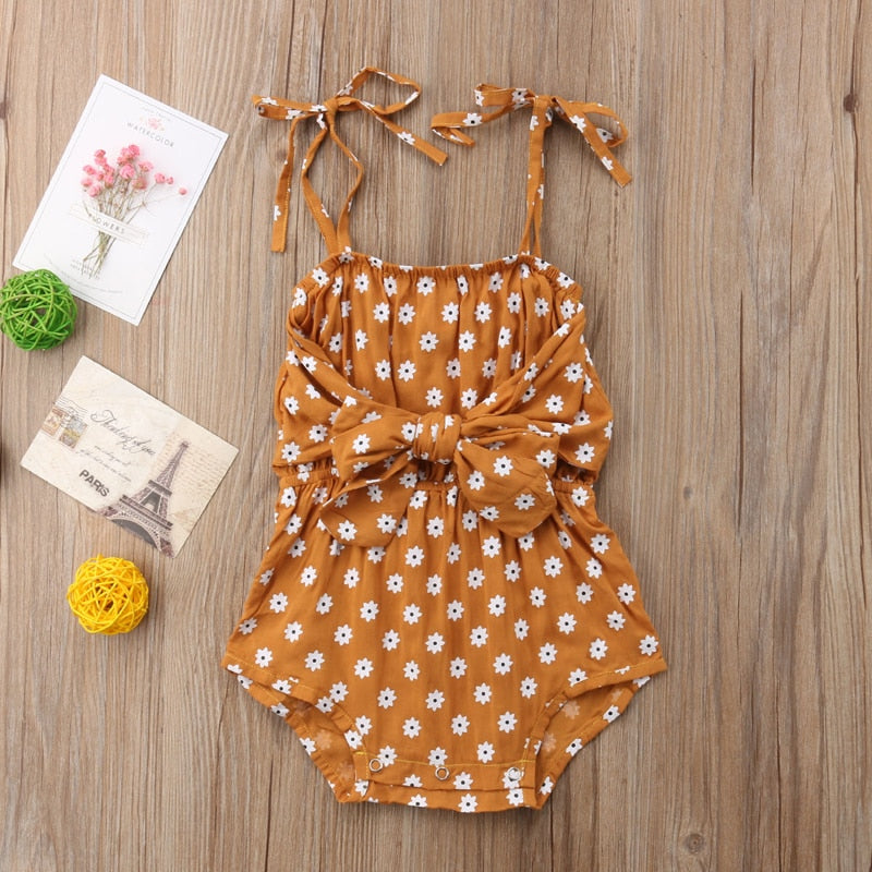 Bow-knot Floral Romper