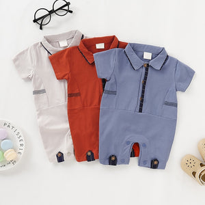 Turn-down Collar Infant's Jumpsuit