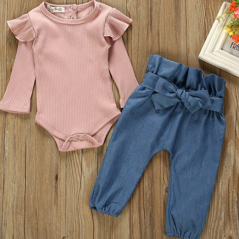 Denim Pants and Romper Set