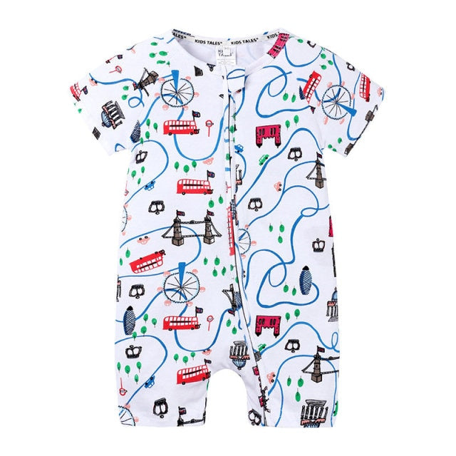 Dinosaur Print Zipper Romper