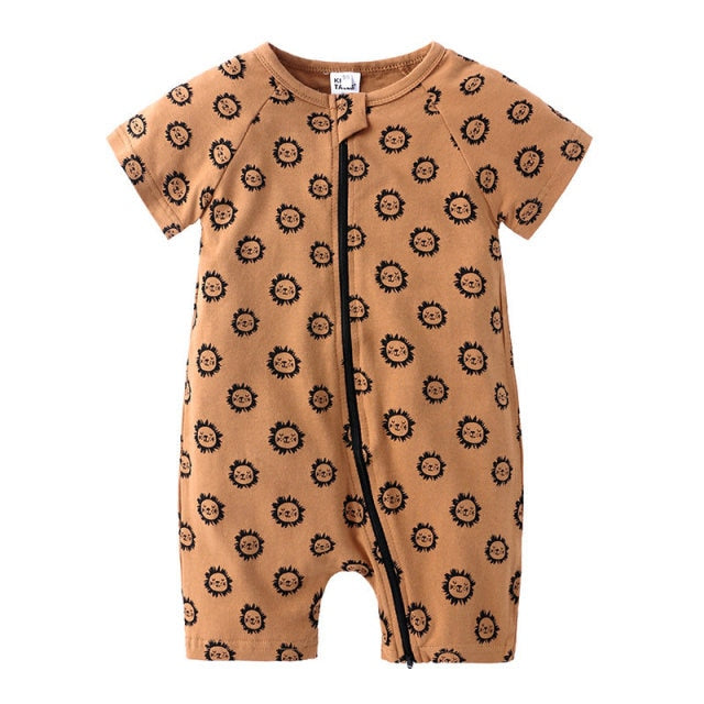 Dinosaur Print Zipper Romper